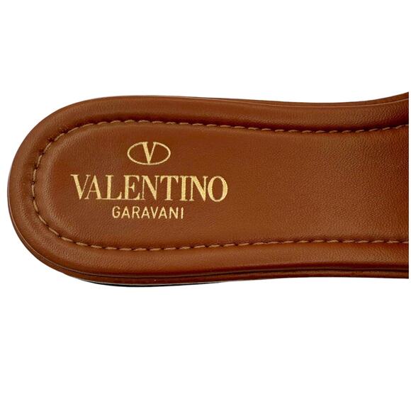 Valentino Garavani Roman Stud Slide Sandals EU 38.5 US 8.5 Brown Leather Mule - Picture 6 of 15